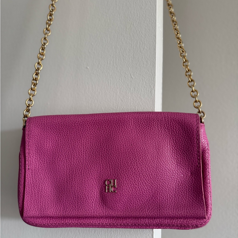 Carolina Herrera Pink Leather Good Chain Crossbody Bag